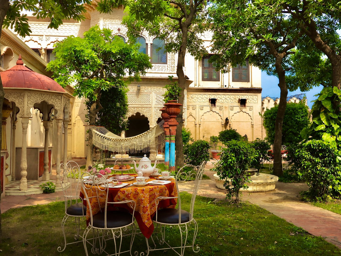 High tea in the Burma Lounge at Shikwa Haveli